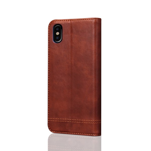 LEMAN Stilig lommebokdeksel til iPhone X/XS Ljusbrun