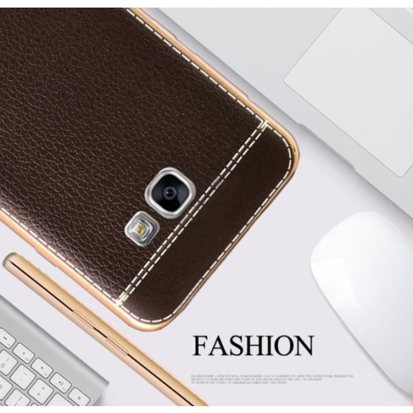 Galaxy A5 (2017) Stilrent silikonskal med läder Ljusbrun Ljusbrun