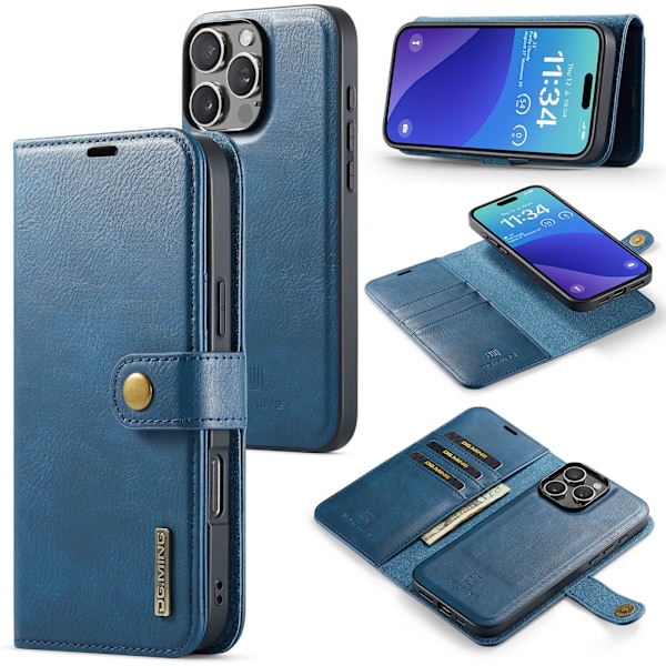 iPhone 15 Pro Max - Klassisk Design med Kortplatser & Kickstand Grå