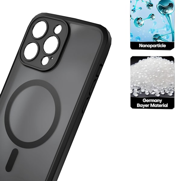 iPhone 15 Pro Max - Kraftfullt Magnetiskt Fodral med Matt Hudkänsla Svart