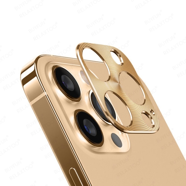 iPhone 12 kamerarammedeksel AK Alloy linsedeksel Guld