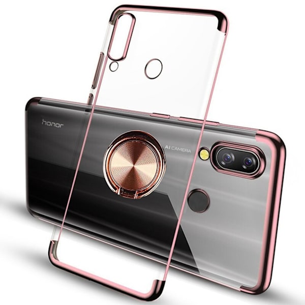 Huawei P Smart 2019 - Praktisk silikonecover med ringholder Silver