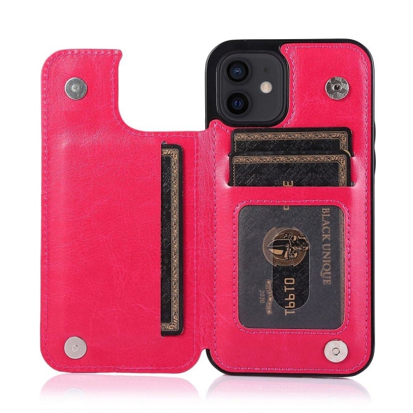 iPhone 12 Mini - Professionellt Stilrent Skal med Korthållare Röd