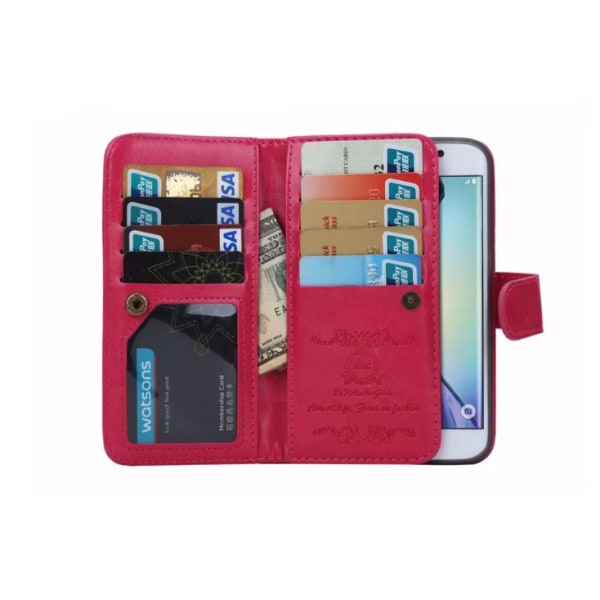 Praktisk lommebokdeksel (LEMAN) - Samsung Galaxy S6 Edge Plus Rosa