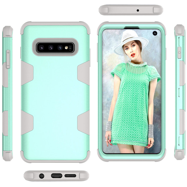 Kraftfullt Skyddande Skal (LEMAN) - Samsung Galaxy S10 Grå/Orange