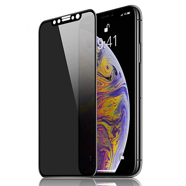 iPhone XS Max 2-PACK FullCover Anti-Spy Skärmskydd 9H Svart