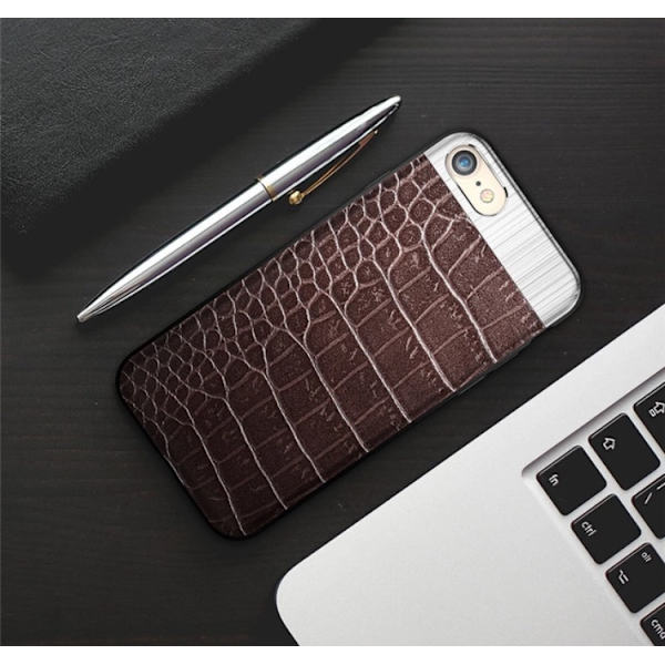 iPhone 8 PLUS - Stilrent Robust Skal från Croco-Serien Vit Vit