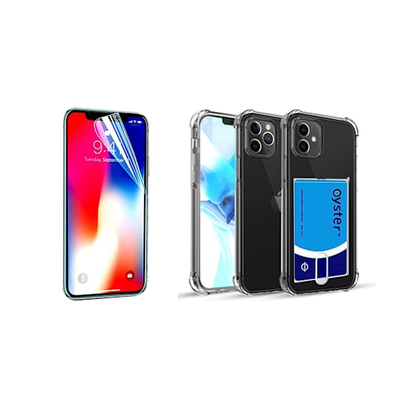 iPhone 12 Pro Max - Skal med Korth�llare & Hydrogel Sk�rmskydd Transparent