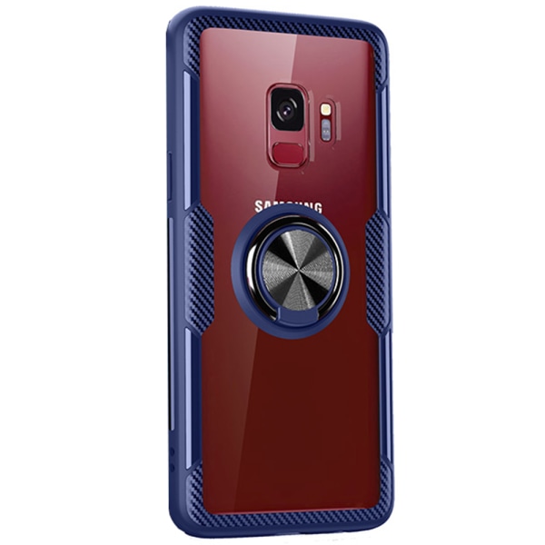 Stilig deksel med ringholder (LEMAN) - Samsung Galaxy S9 Röd/Silver