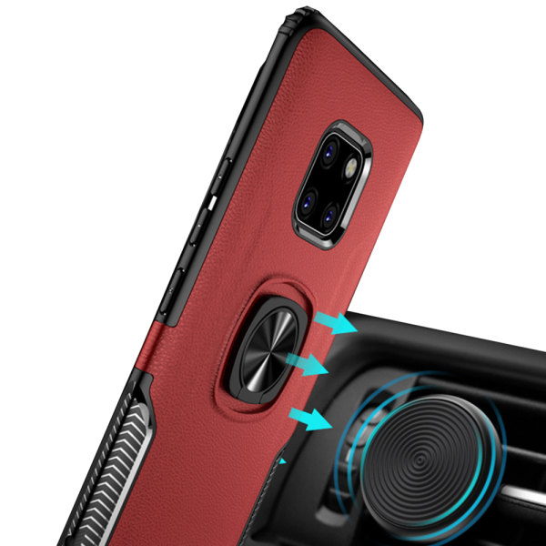 Huawei Mate 20 Pro - Tyylikäs kansi sormustelineellä Röd Röd