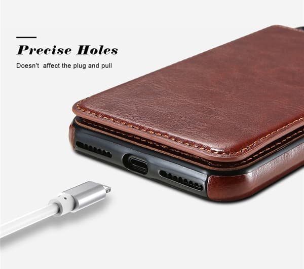 iPhone 8 Plus - Läderskal med Plånbok/Kortfack från NKOBEE Vit
