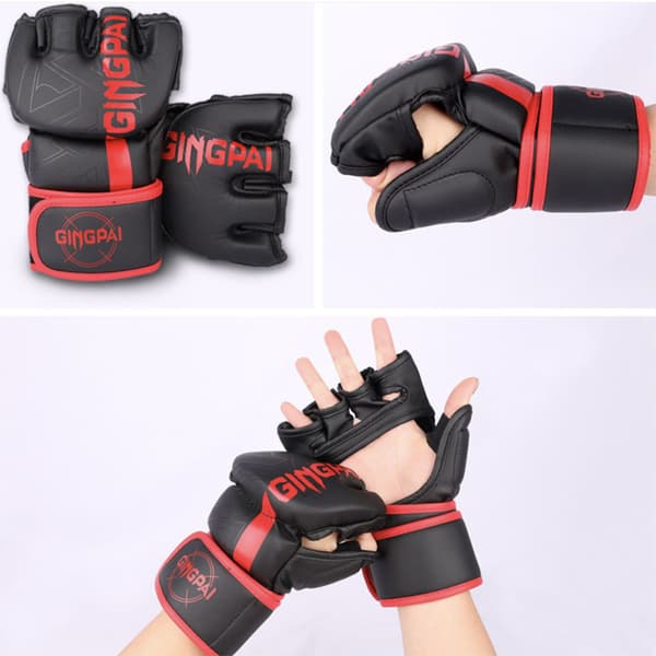 PU-handskar för Karate, MMA & Taekwondo  Skydd med Stil Röd Medium