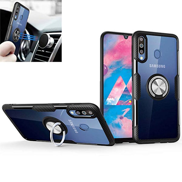 Samsung Galaxy A40 - Robust Skal med Ringhållare Leman Svart/Svart