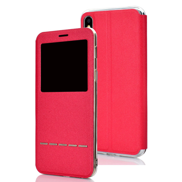 Elegant Smartfodral (Svarsfunktion) F�nster iPhone XS Max Rosa