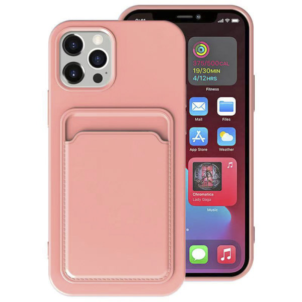 iPhone 14 Pro Max - Huolellinen Floveme-suojus korttitelineellä Rosa