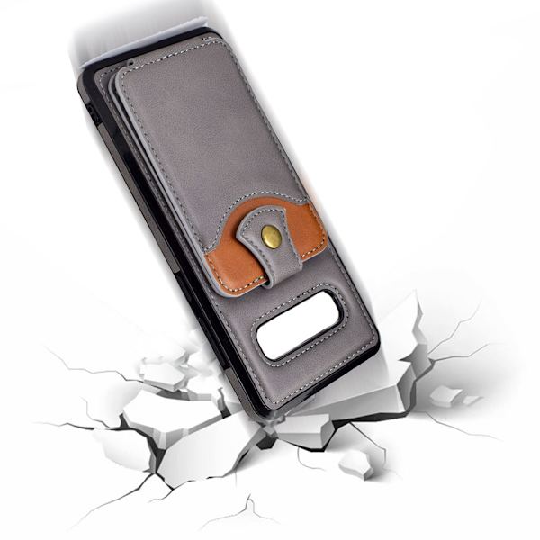 Praktiskt Skyddsskal med Kortfack - Samsung Galaxy S10 Mörkbrun
