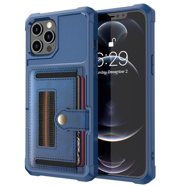 iPhone 12 Pro Max - Praktisk stilfuldt cover med kortholder Blå