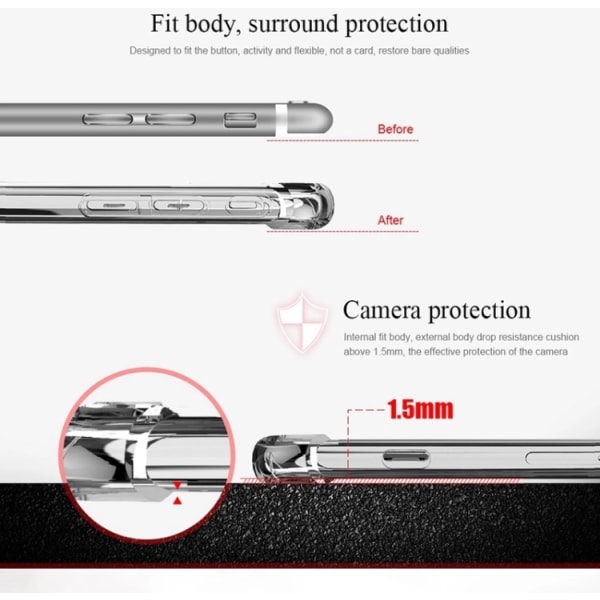 Smart Silikonskal med Extra Skydd för iPhone X/XS (FLOVEME) Genomskinlig