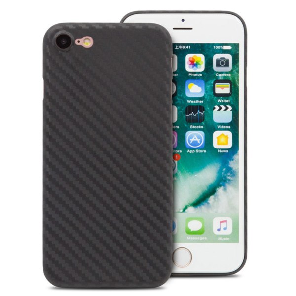iPhone 6/6S - Støtdempende tynt karbon skall Svart