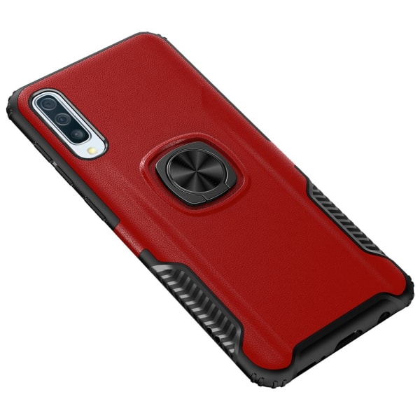 Samsung Galaxy A70 - Käytännöllinen suojakuori sormustelineellä Röd