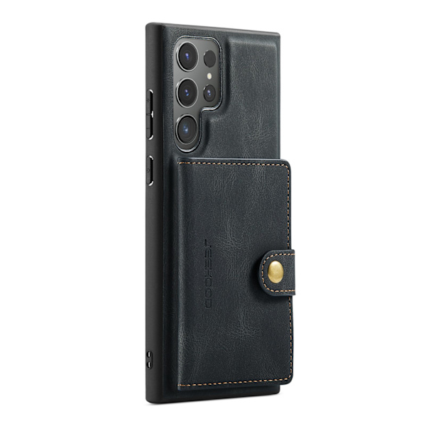 Läderplånbok med magnetiskt hållare för Galaxy S24 Ultra Black