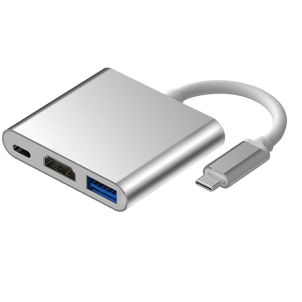 USB 3.1 Type-C Adapter HDMI USB Grå