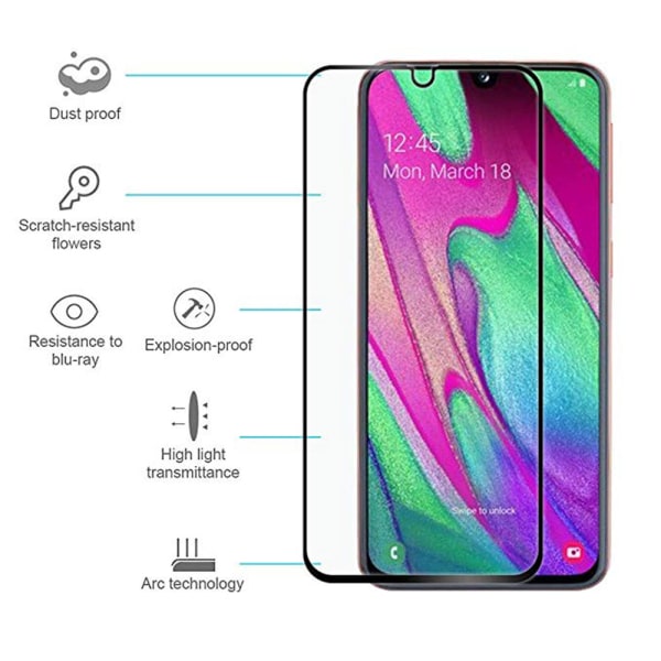 2-PACK Samsung Galaxy A50 skærmbeskytter 2.5D HD 0.3mm Svart