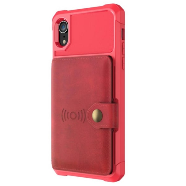 iPhone XR - Effektfullt Skal med Kortfack Röd