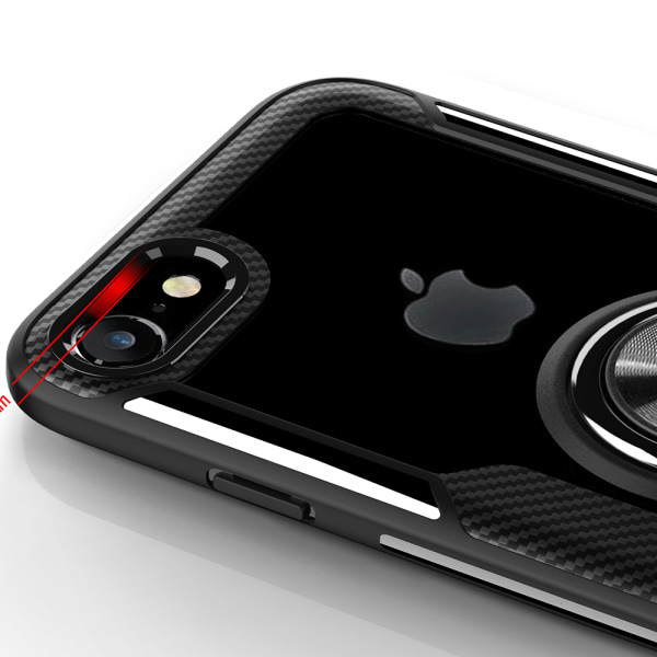 iPhone 7 - Stilfuldt beskyttelsescover med ringholder (LEMAN) Marinblå/Silver