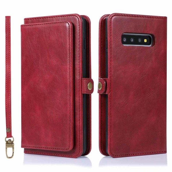 Stilfuldt etui med dobbelt tegnebog - Samsung Galaxy S10 Röd