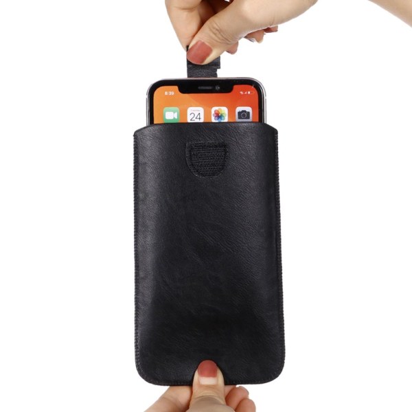 Stilfuldt praktisk mobiltelefontaske til bælte (PU-læder) Svart 6.5Tum
