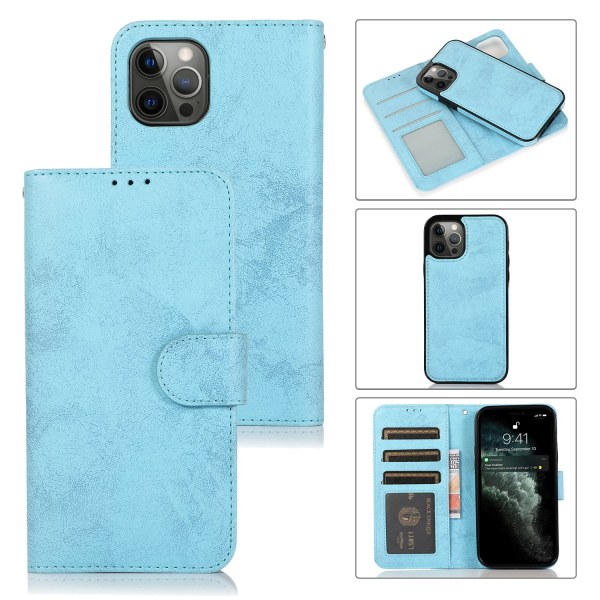 iPhone 14 Pro - Stilsäkert Plånboksfodral (LEMAN) Ljusblå