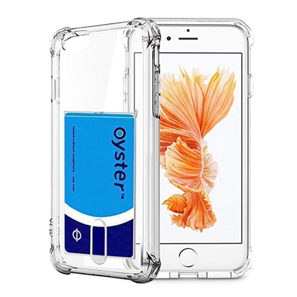 iPhone 6/6S - Praktisk silikoneetui med kortholder FLOVEME Transparent/Genomskinlig