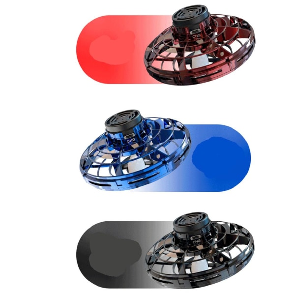 Flygande Spinner Fidget Toy Drönare LED-Ljus Svart