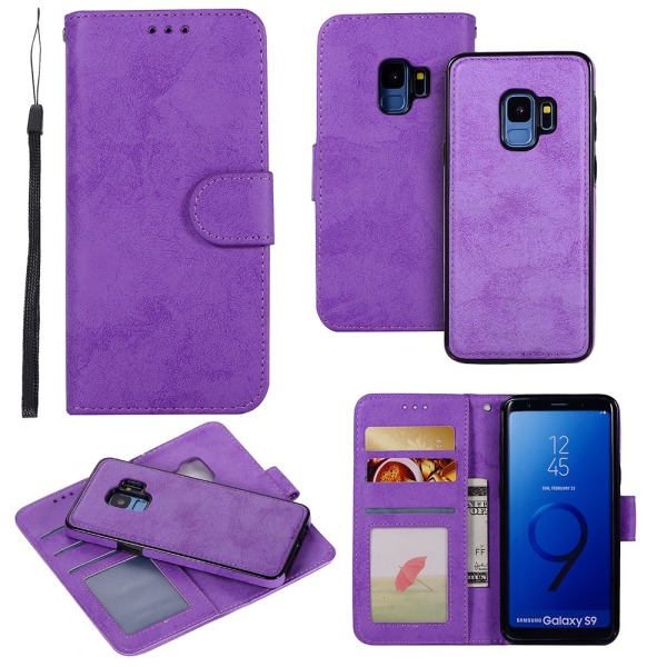 Samsung Galaxy S9 - Silketouch-etui med lommebok og deksel Brun