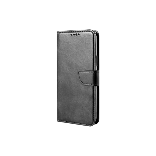 iPhone 7/8/SE2 - Glat ægte læder pung etui med spænde Black