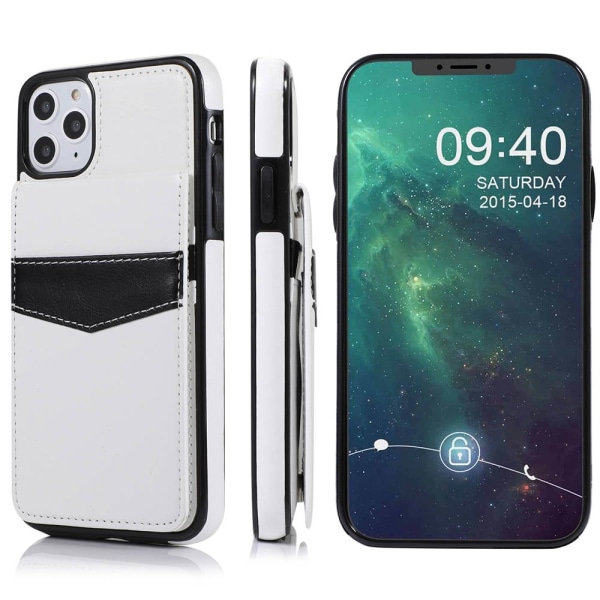 Elegant Smart Skal med Korthållare Leman - iPhone 11 Pro Max Röd