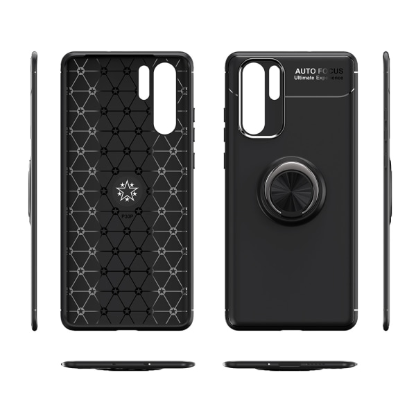 Huawei P30 Pro - Beskyttende stilfuldt cover med ringholder Svart/Roséguld