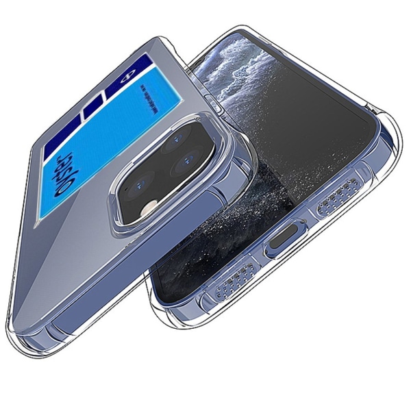 iPhone 12 Pro Max - Effektfullt Skyddsskal med Korthållare Transparent/Genomskinlig