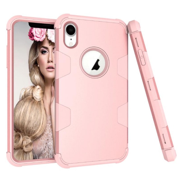 Beskyttende Hybrid cover fra LEMAN til iPhone XR Rosa/Svart Rosa/Svart