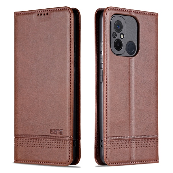 Lyxigt läderfodral för Redmi 12C Brun