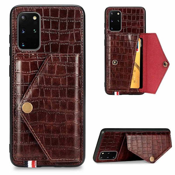Samsung Galaxy S20 Plus - Praktiskt Stilrent Skal med Kortfack Svart