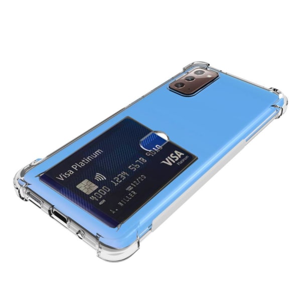 Samsung Galaxy Note 20 - Stötdämpande Silikonskal Korthållare Transparent/Genomskinlig