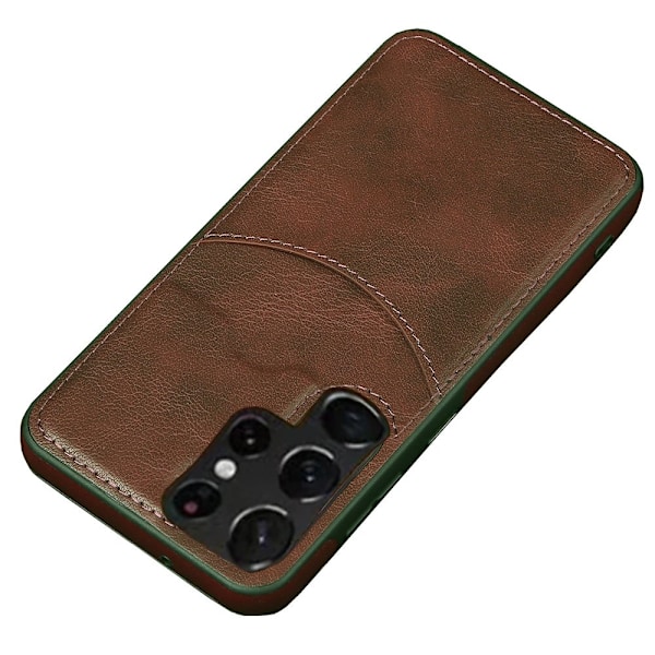 Samsung Galaxy S23 Ultra - Stilrent Plånboksfodral med Kortfack Mörkbrun
