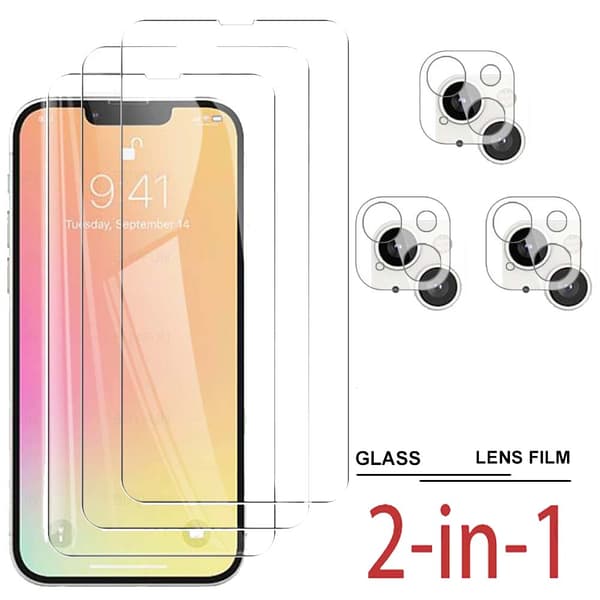 2-PACK 3-in-1 iPhone 13 Mini Fram- & Baksida + Kameralinsskydd Transparent