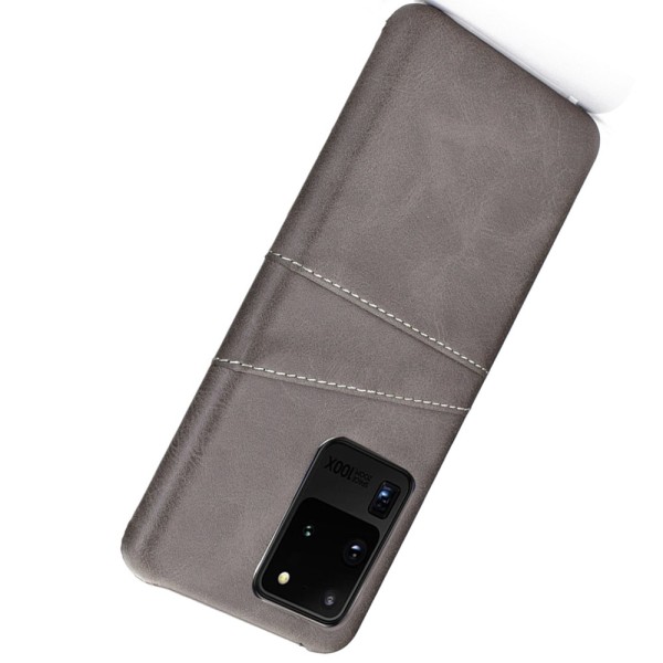 Samsung Galaxy S20 Ultra - Praktisk vintage cover med kortrum Grå