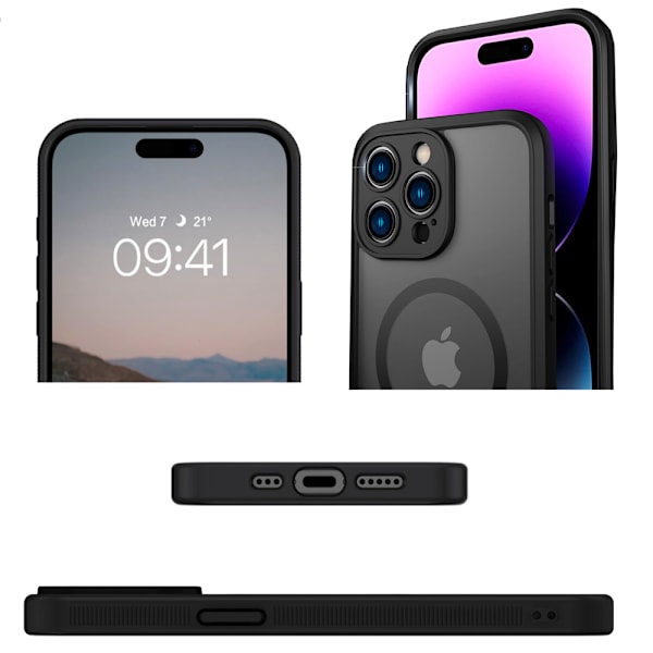 iPhone 15 Pro Max - Kraftfullt Magnetiskt Fodral med Matt Hudkänsla Svart