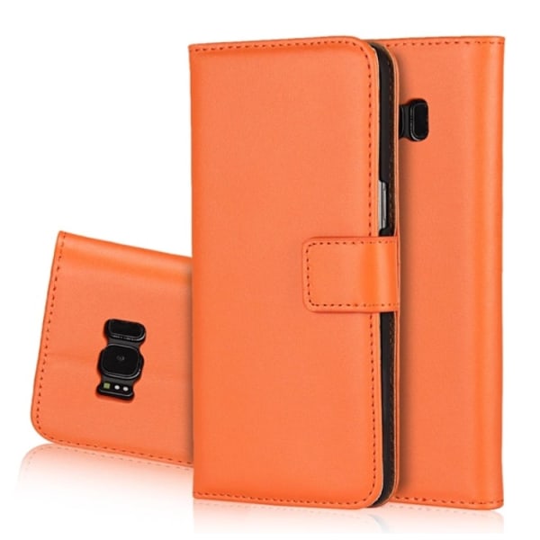 Plånboksfodral med slitytor i Läder till Samsung Galaxy S9+ Orange