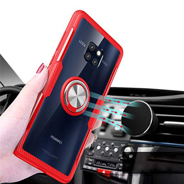 Huawei Mate 20 Pro - Glat Leman-cover med ringholder Röd/Silver