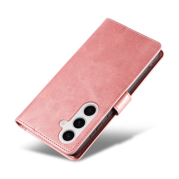S24 Plus - Elegant Läderplånboksfodral i 6 färger Roséguld